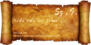 Szénási Irma névjegykártya